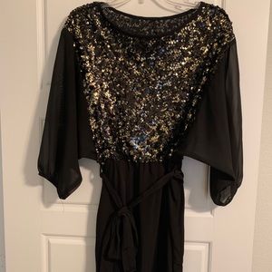 Gold and Back Sequin Dress